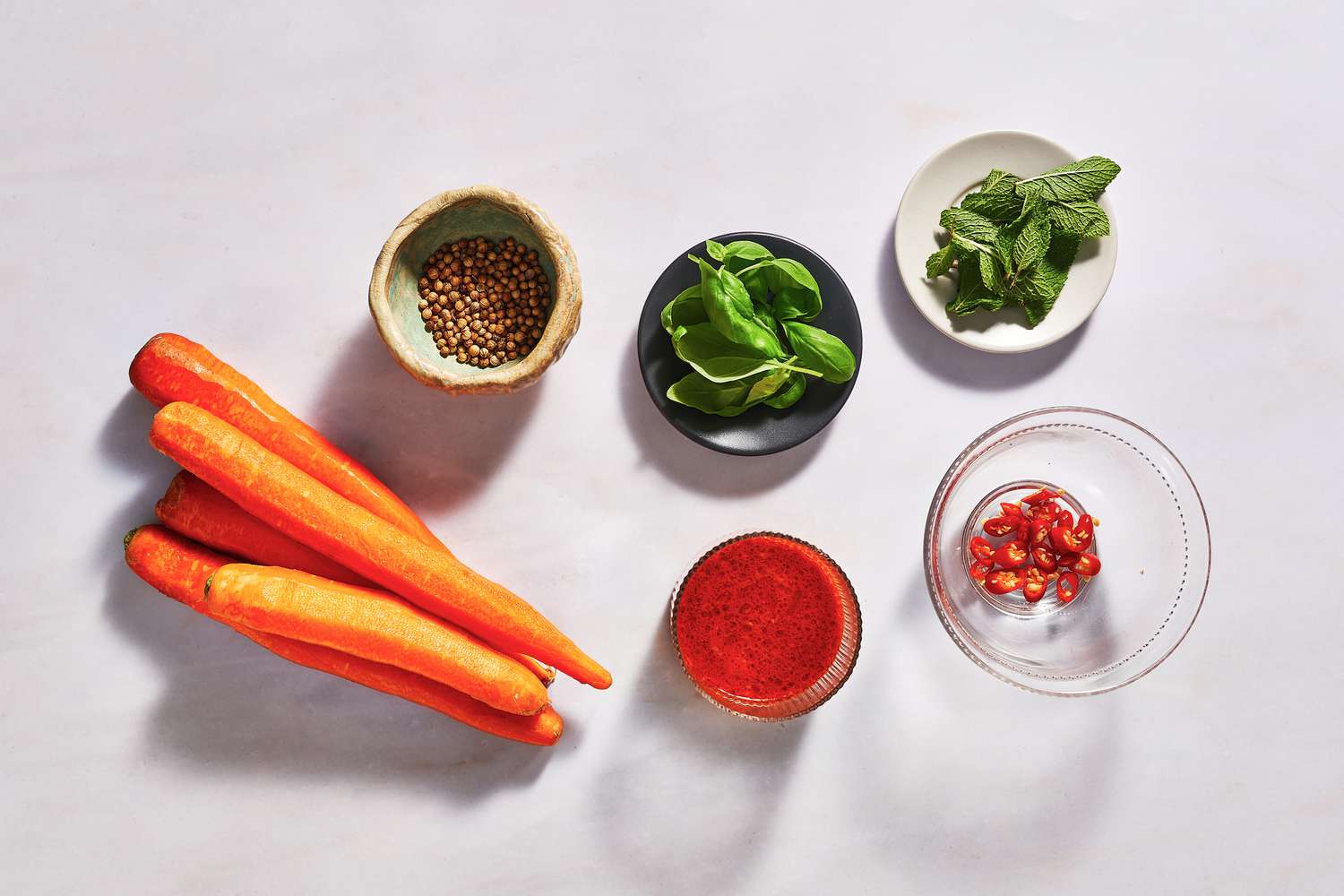 Ingredients to make carrot ribbon salad