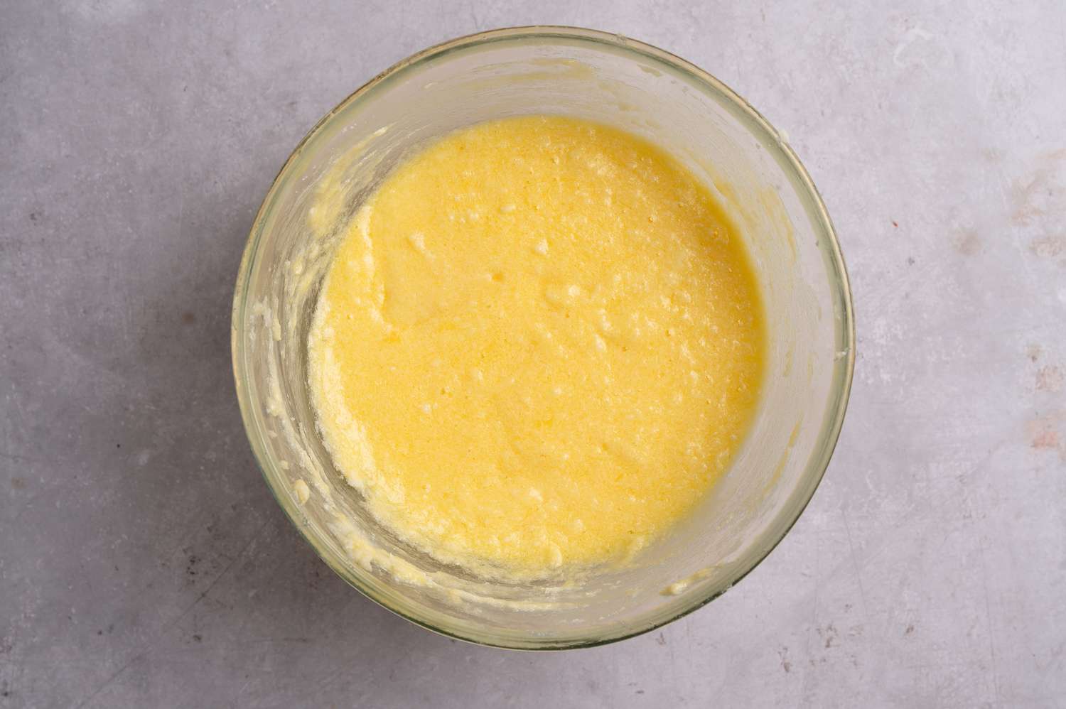 Eggs mixed into the butter mixture
