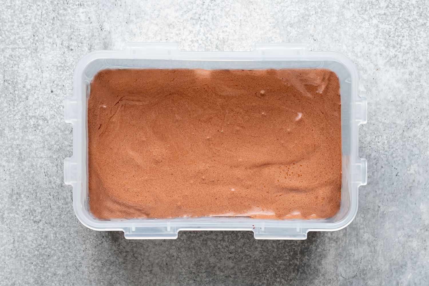 chocolate ice cream in a rectangular container