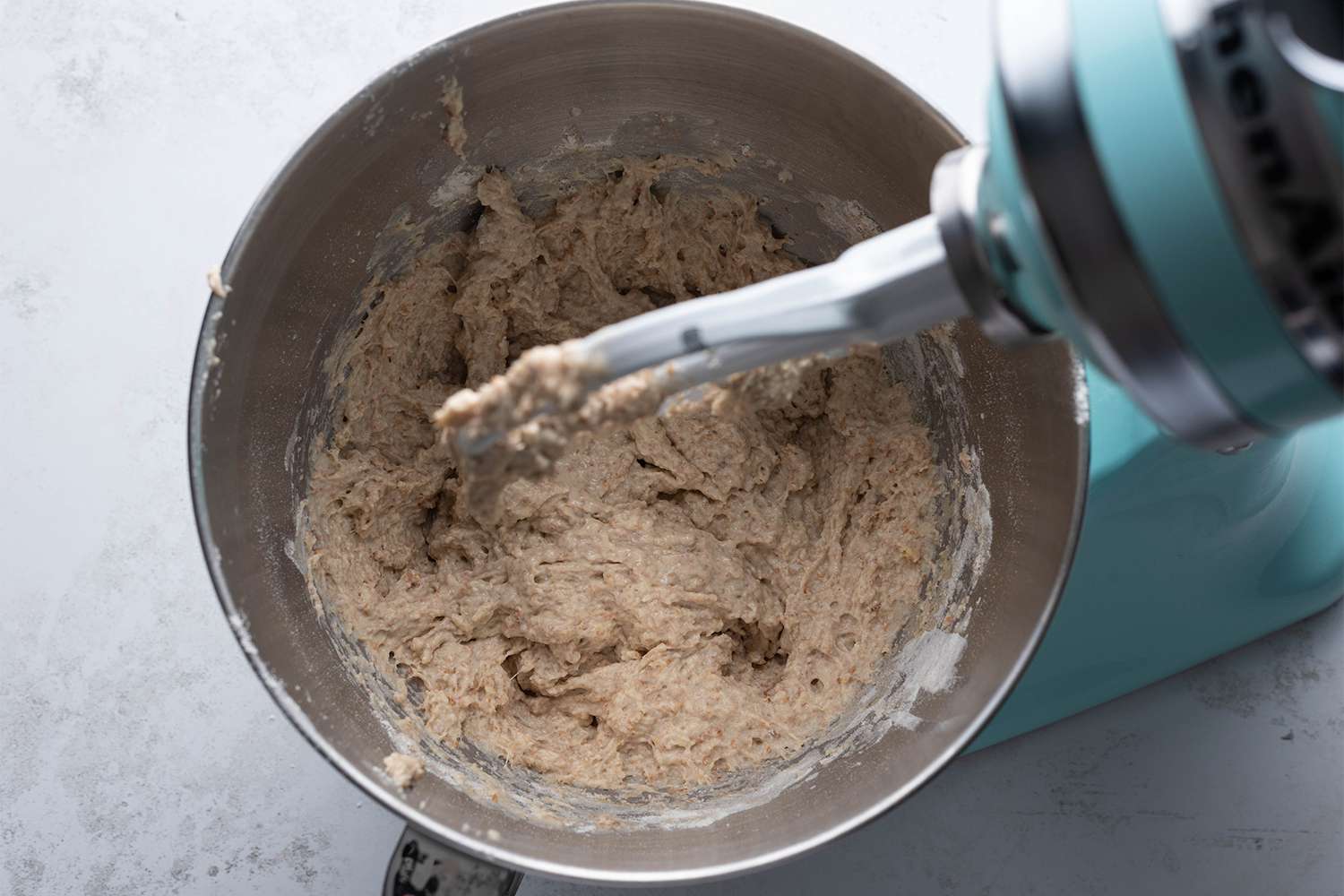 Dough in a stand mixer 