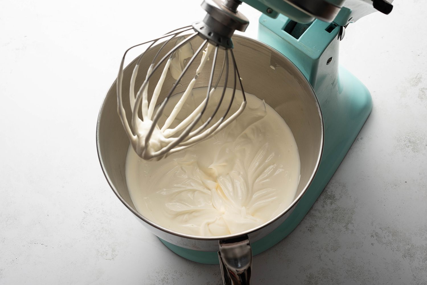Heavy cream whipped in a stand mixer 