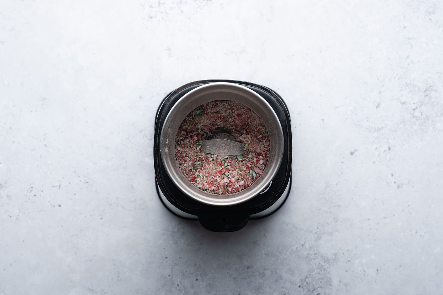Candy cane in a coffee grinder 