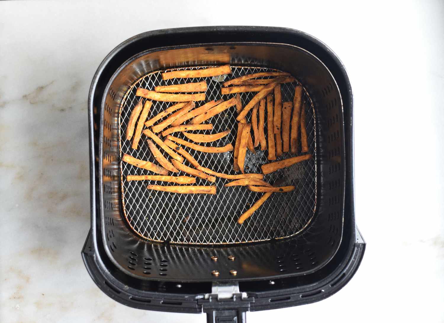 Cooked sweet potato fries in the air fryer