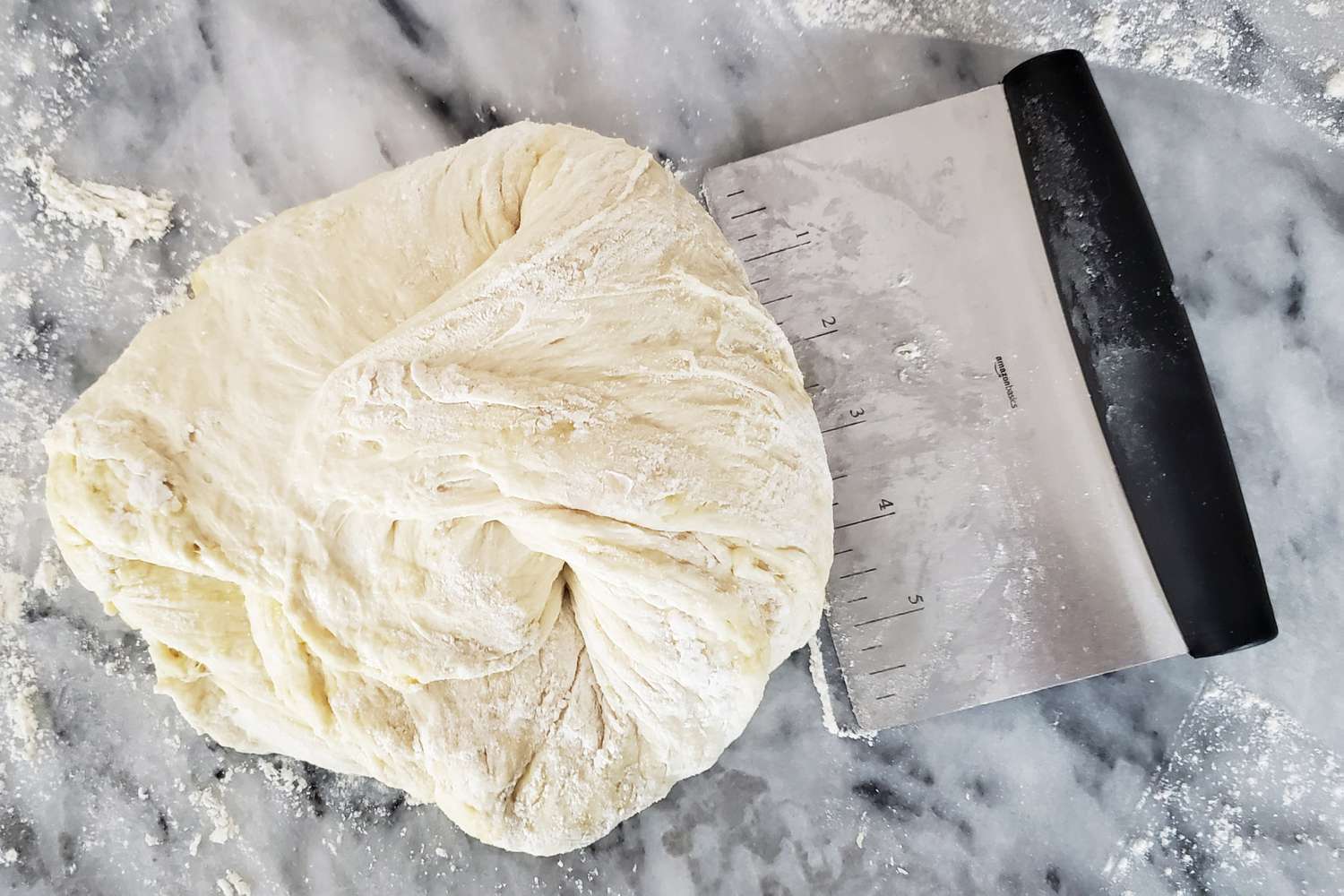 Shaping the bread dough for no-knead bread