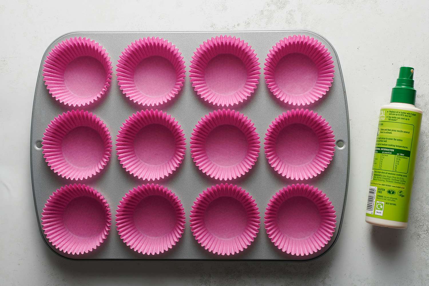 cupcake tin lined with cupcake liners
