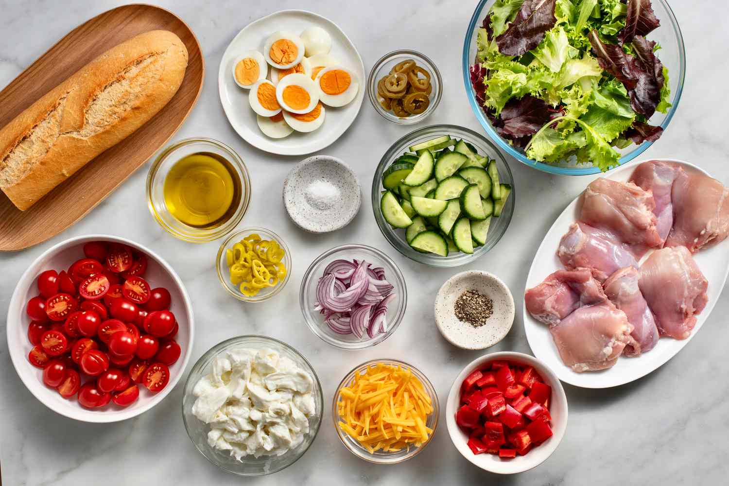 tiktok chicken salad ingredients gathered