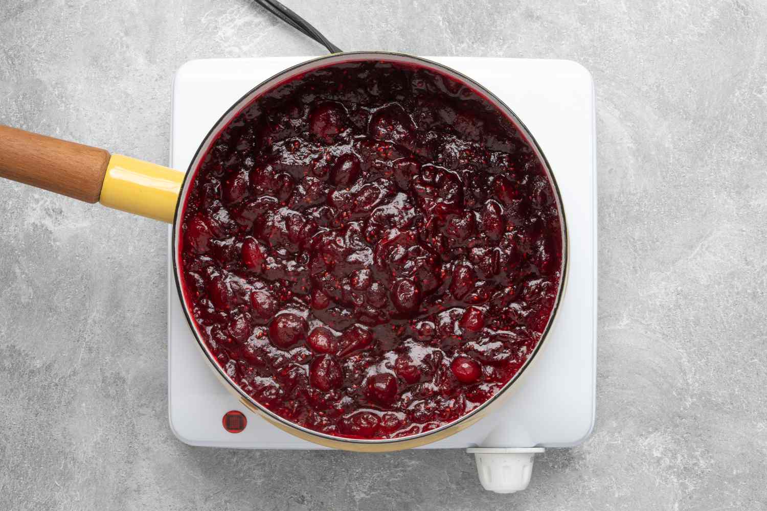 saucepan with homemade cranberry sauce