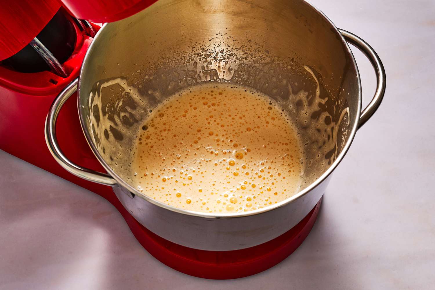 eggs whisked until fluffy in a stand mixer