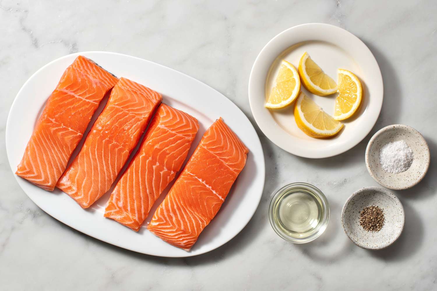 Ingredients to make pan-seared salmon