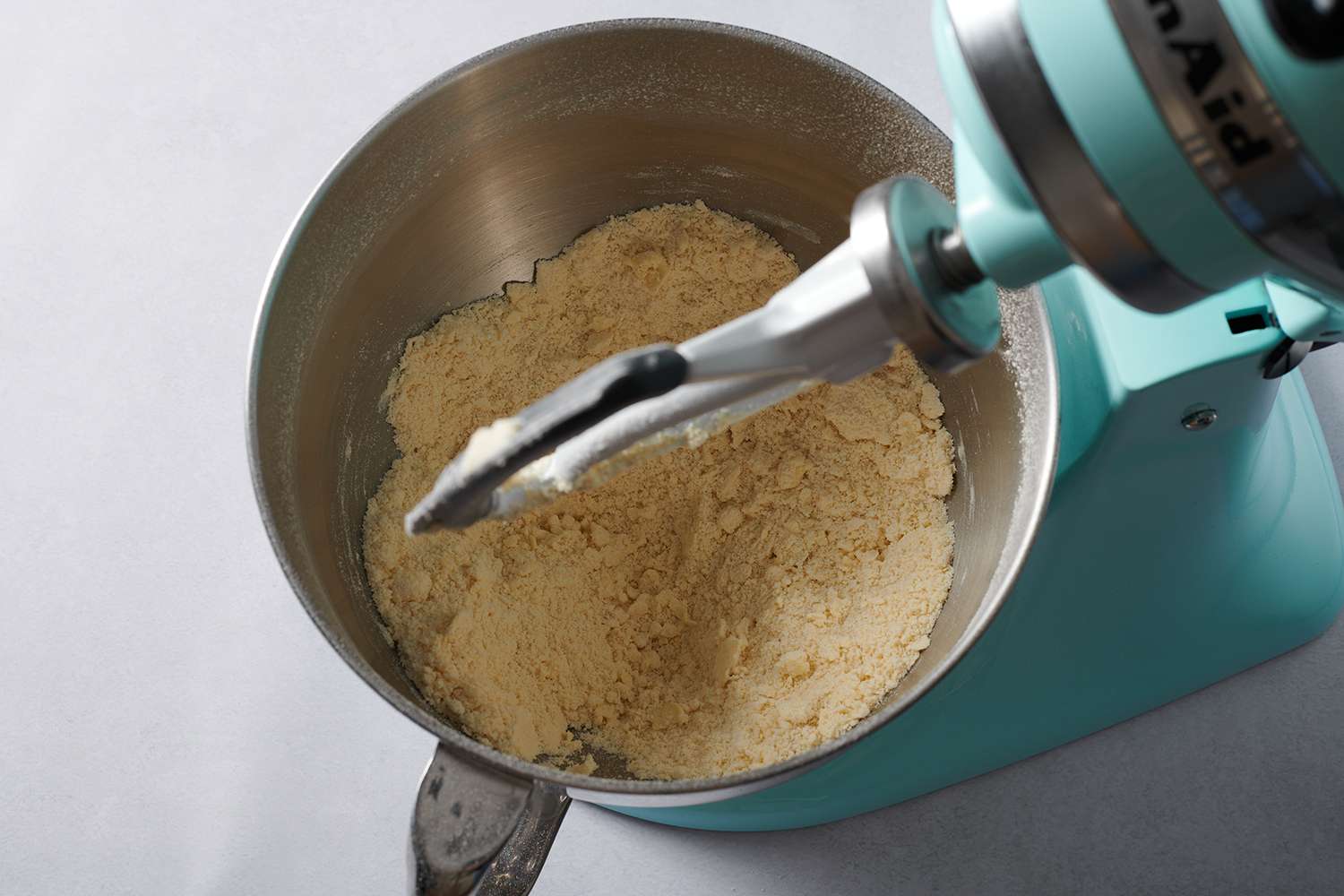 mixed butter and flour in a stand mixer