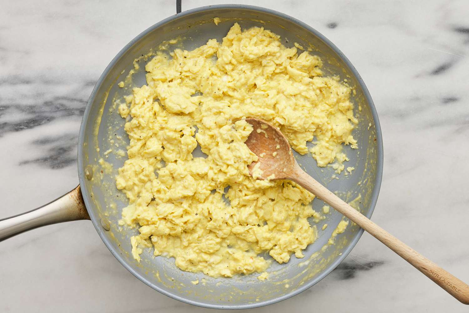 egg mixture scrambled in pan