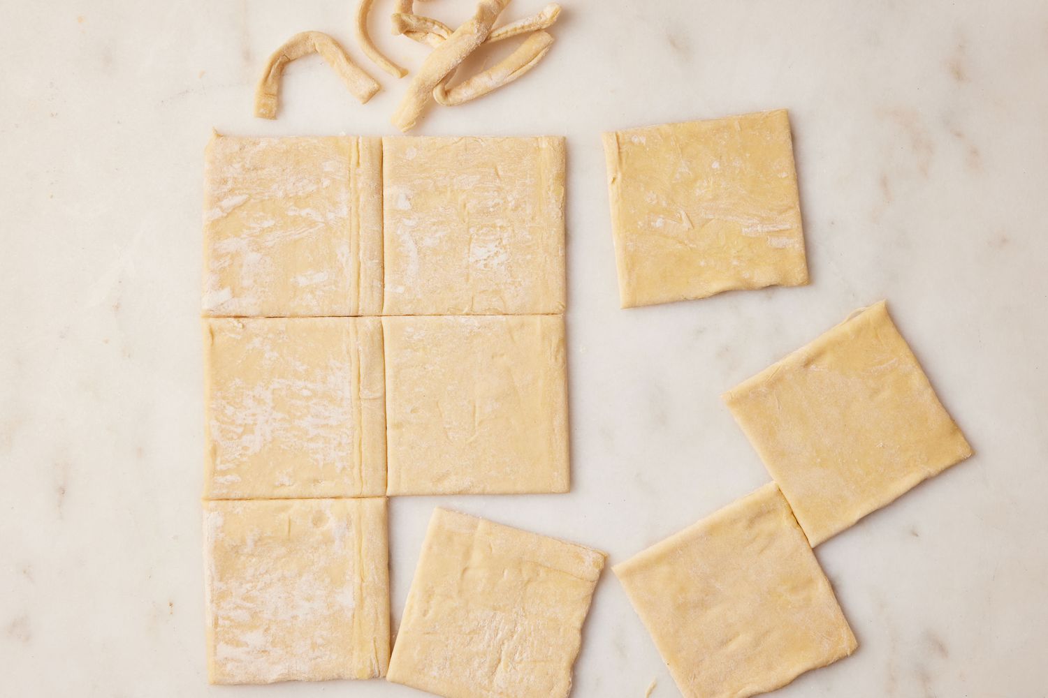 9 even squares of puff pastry, with the ends trimmed