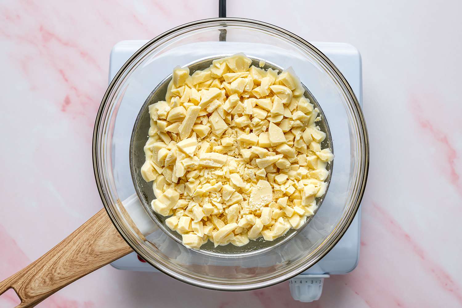 white chocolate in a double boiler