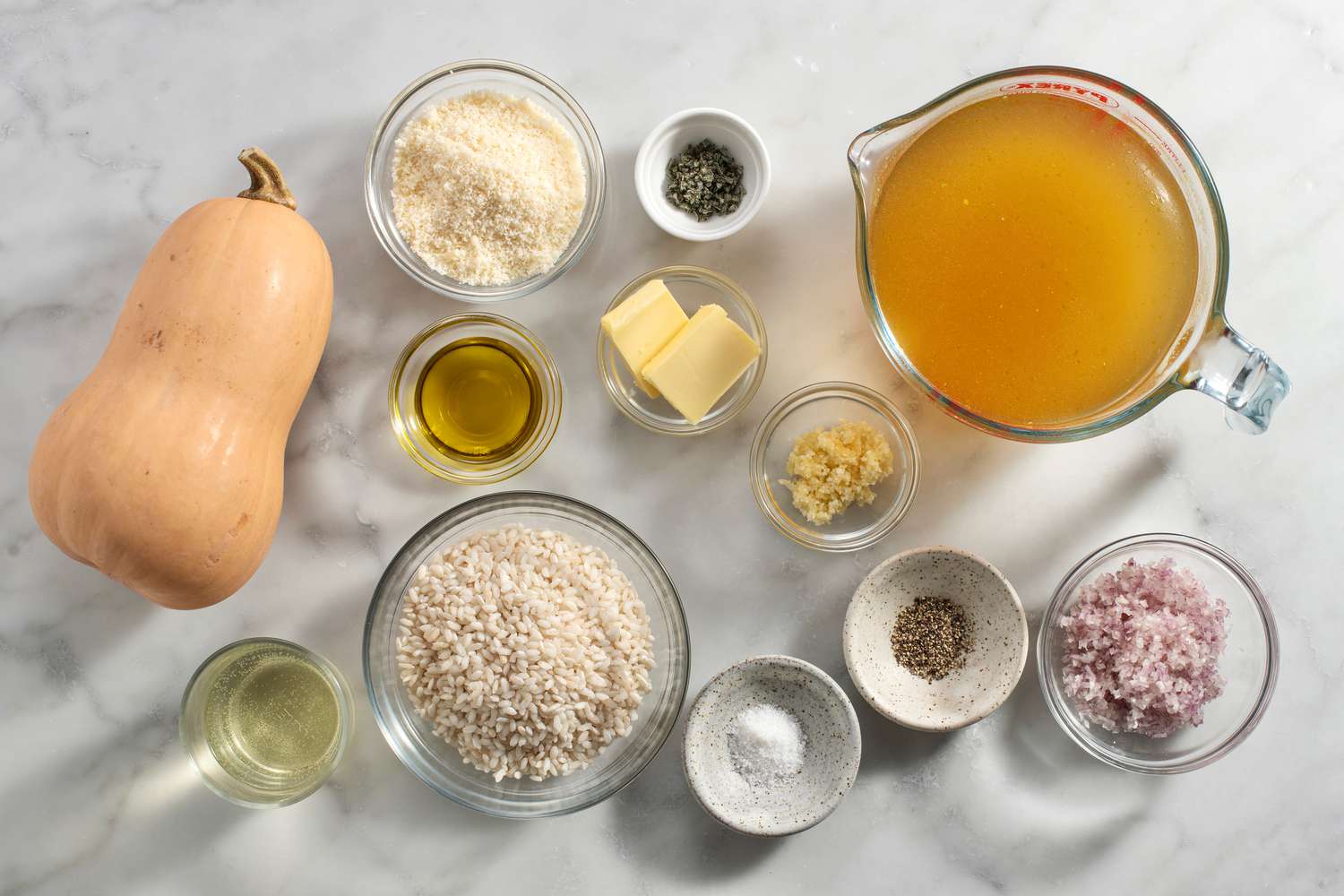 butternut squash risotto ingredients gathered