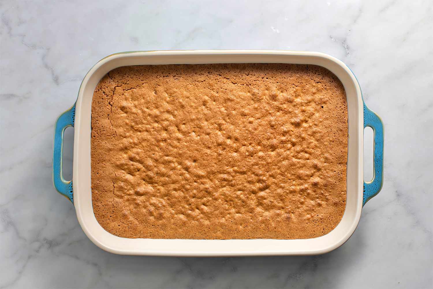 Baked cake in a baking dish 