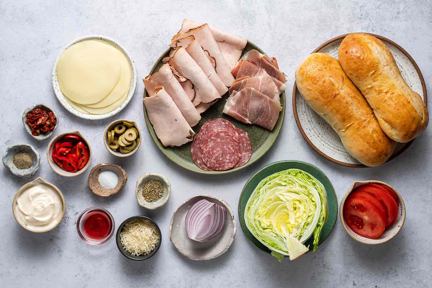 Ingredients to make grinder sandwiches