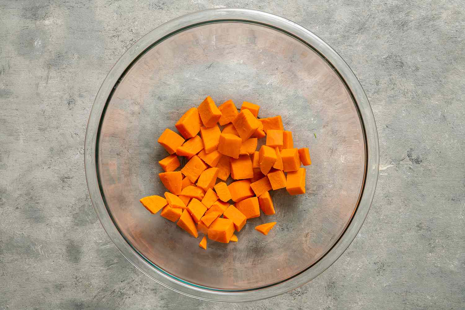 Sweet potatoes in a glass bowl 