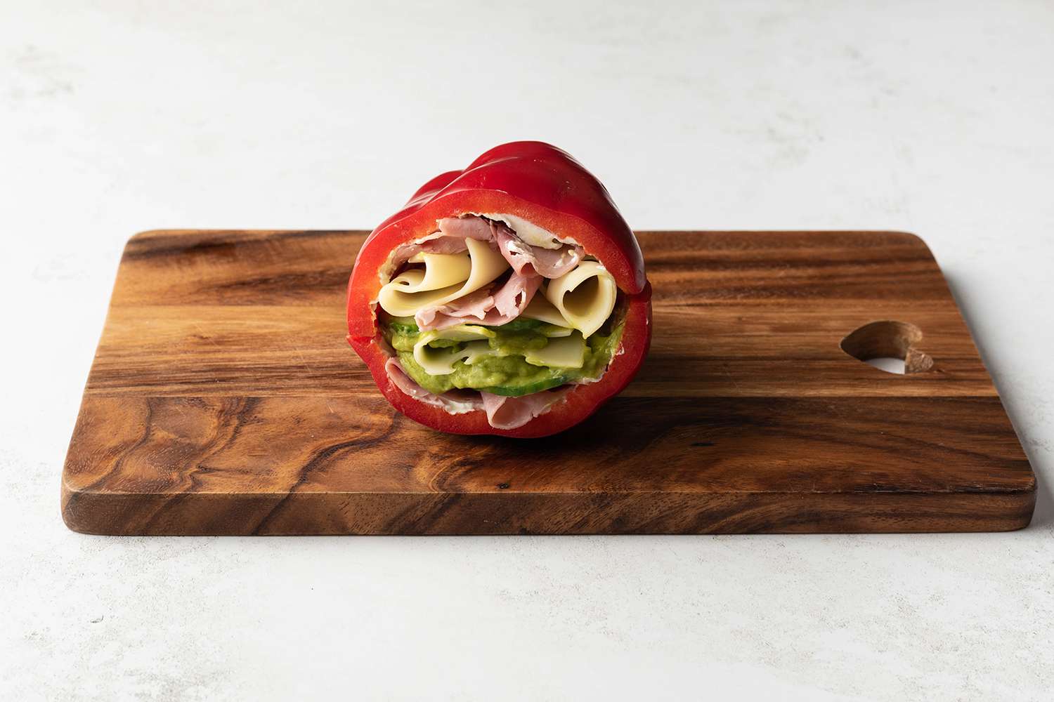 Bell Pepper Sandwich on a cutting board 