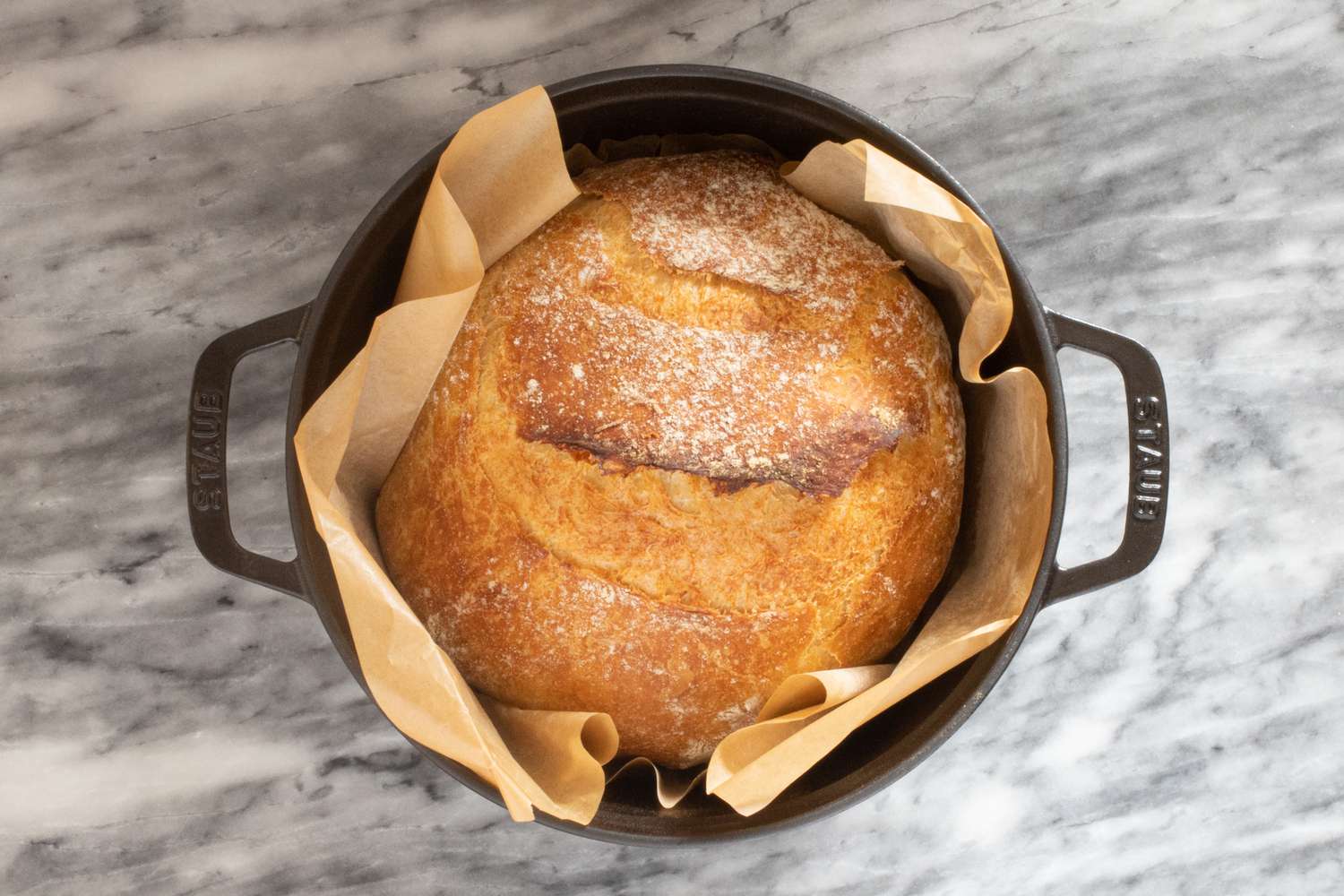 No-knead bread, baked in the Dutch oven