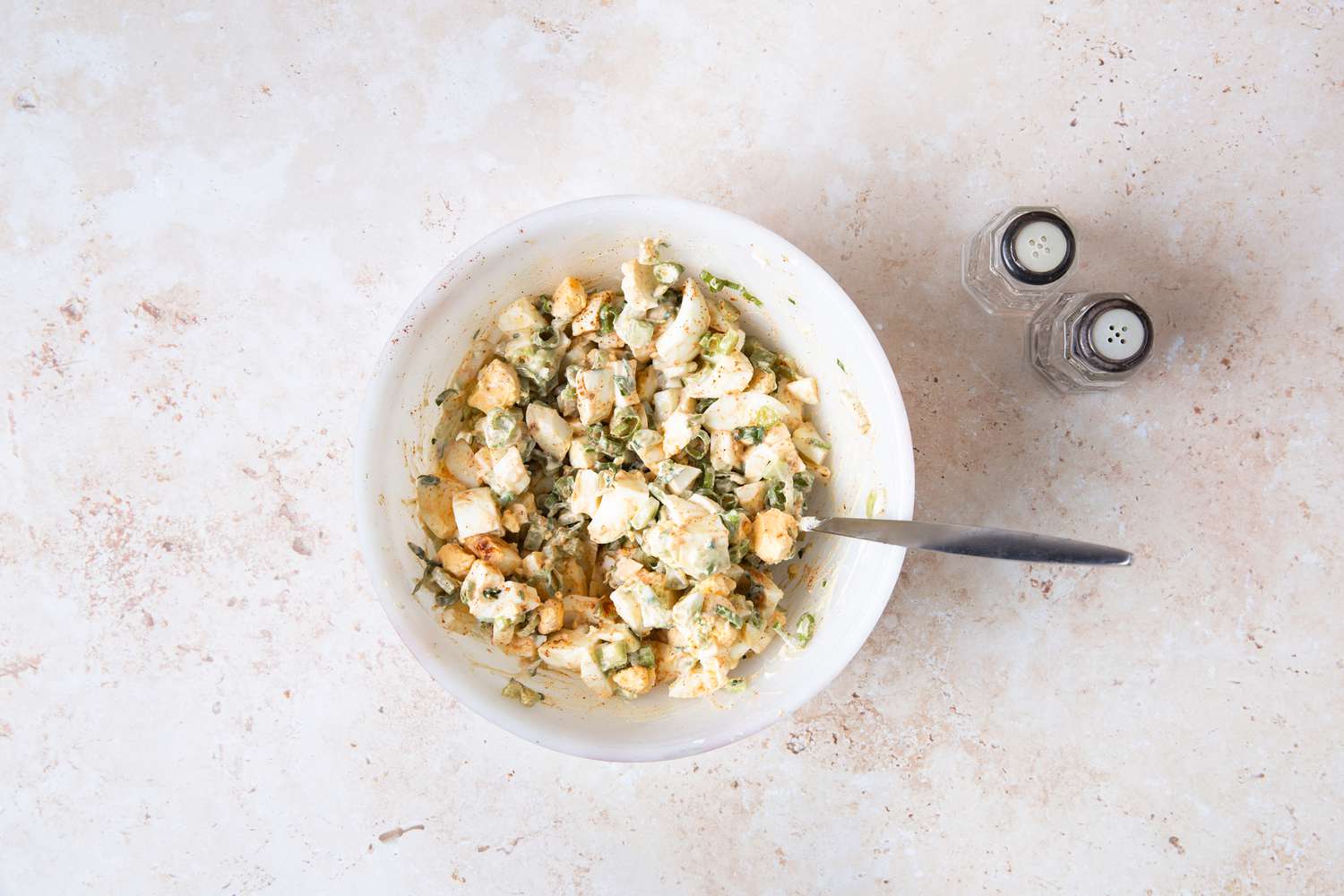 Creamy Egg Salad (Without Mayo) in a bowl 