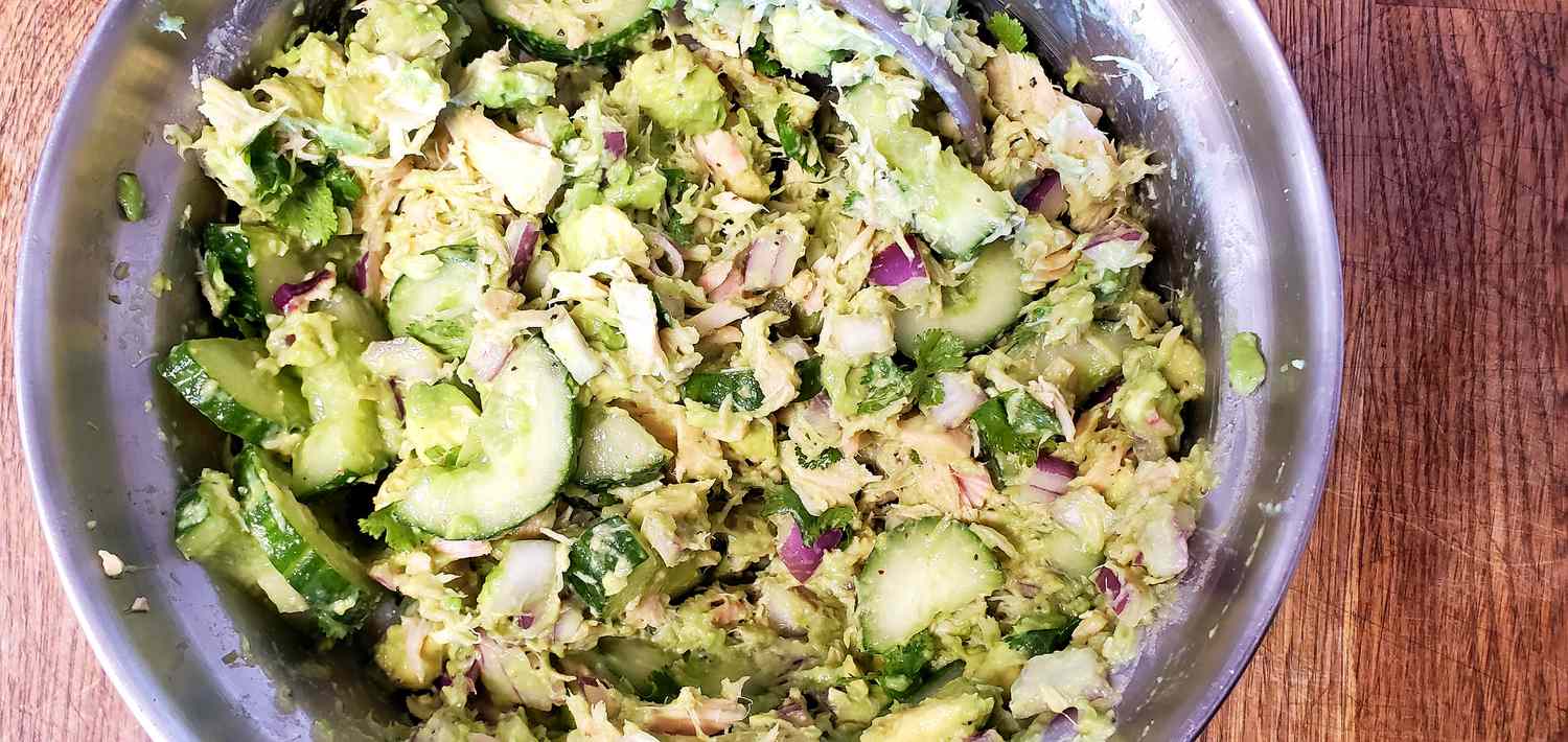 avocado tuna salad in a bowl