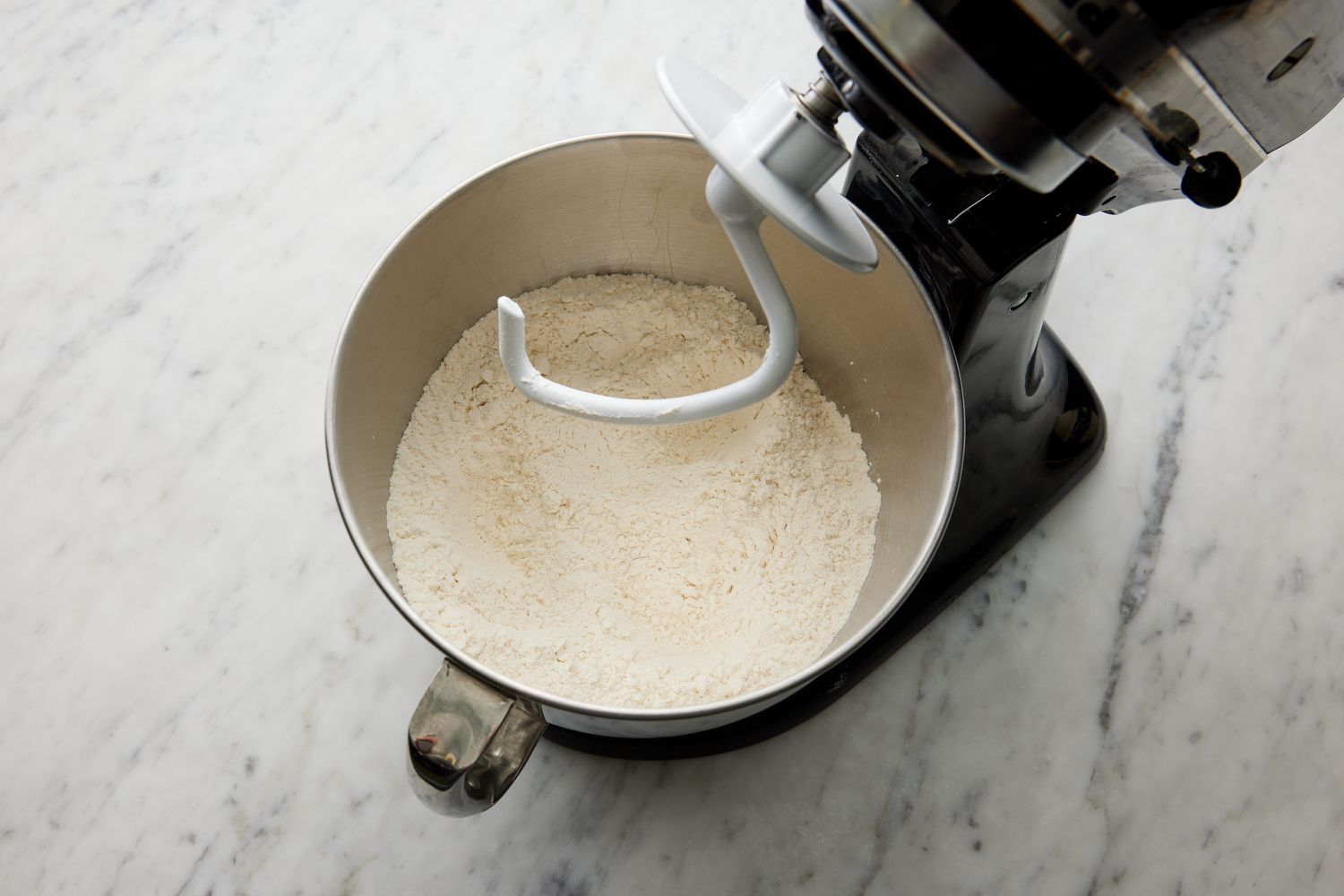 dry ingredients in bowl of stand mixer