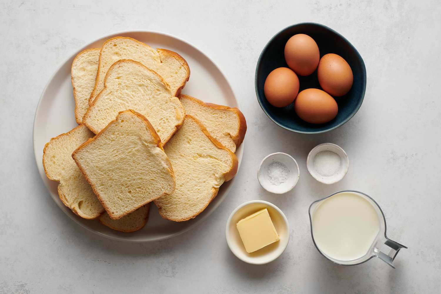 Ingredients to make basic french toast