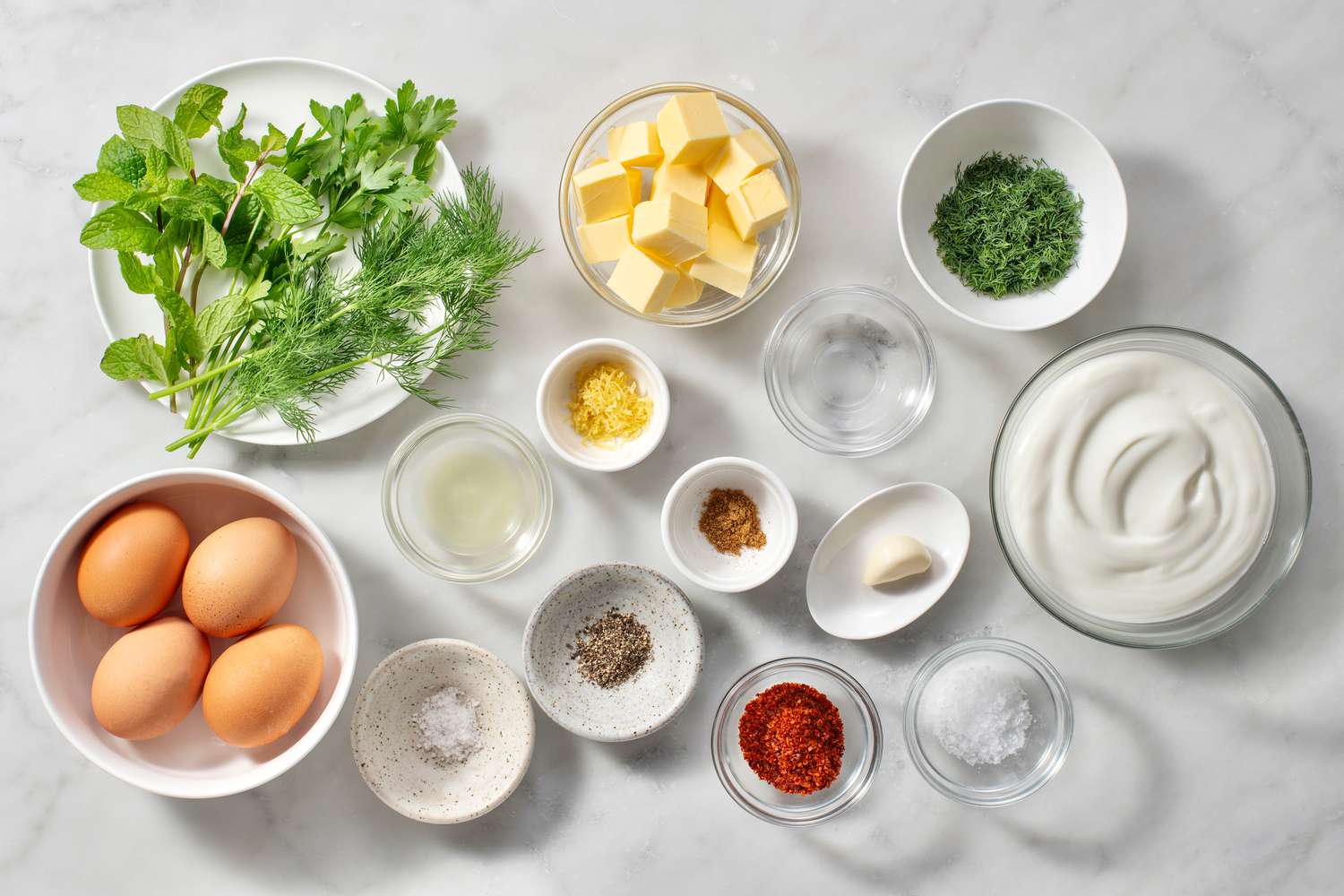 Ingredients to make Turkish eggs