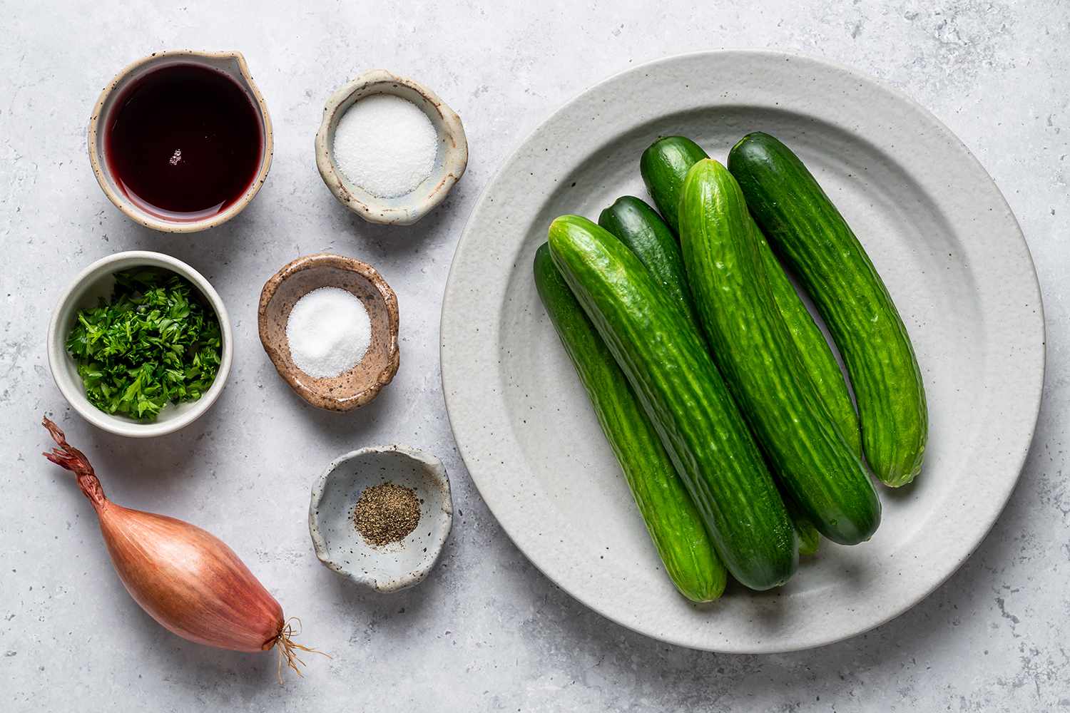 Ingredients to make cucumber salad