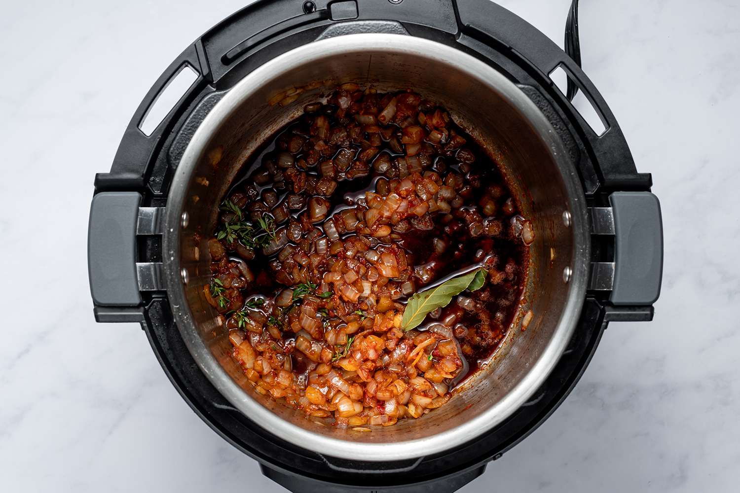 ingredients simmering in an instant pot