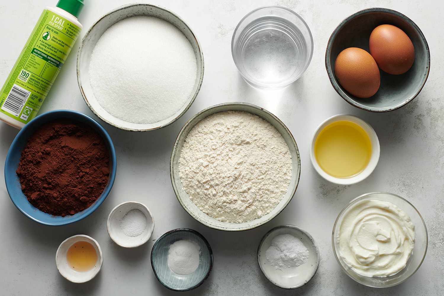 ingredients to make chocolate cupcakes