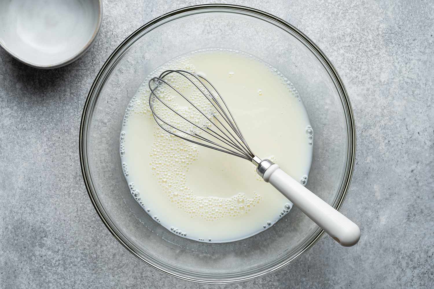 milk and sugar in a bowl