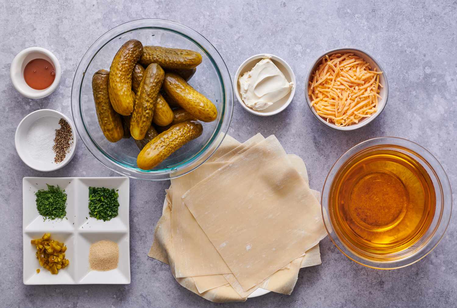 Ingredients to make stuffed fried pickles