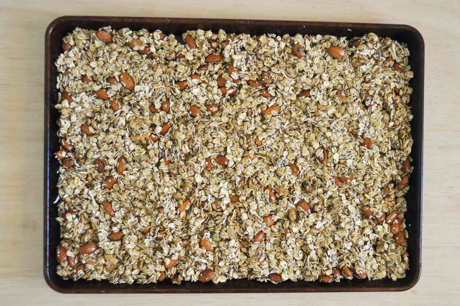 granola on a sheet pan