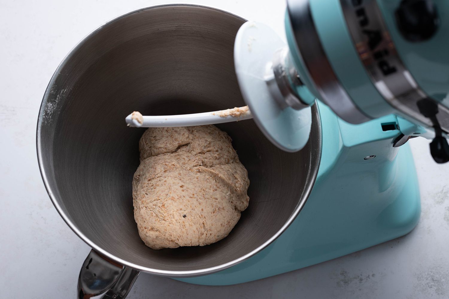 Dough in a stand mixer 