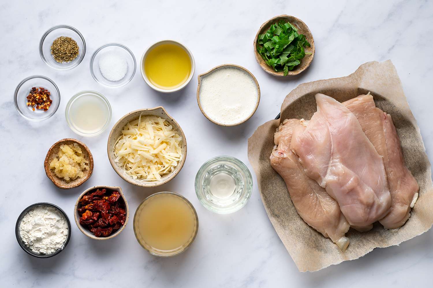 Ingredients for Marry Me Chicken recipe gathered