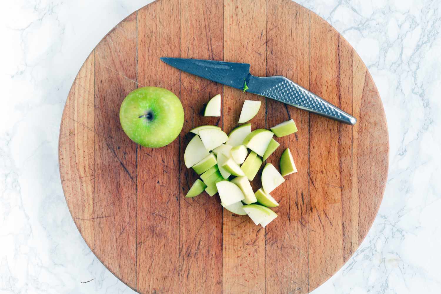Chopped apples for apple walnut salad