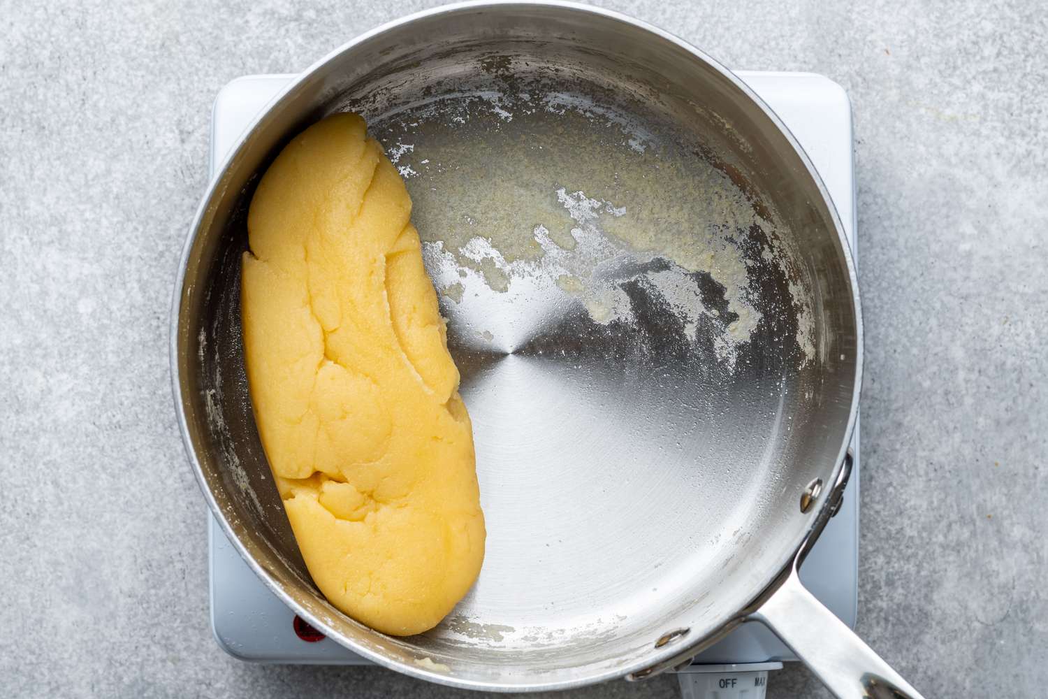 Choux dough in a pot