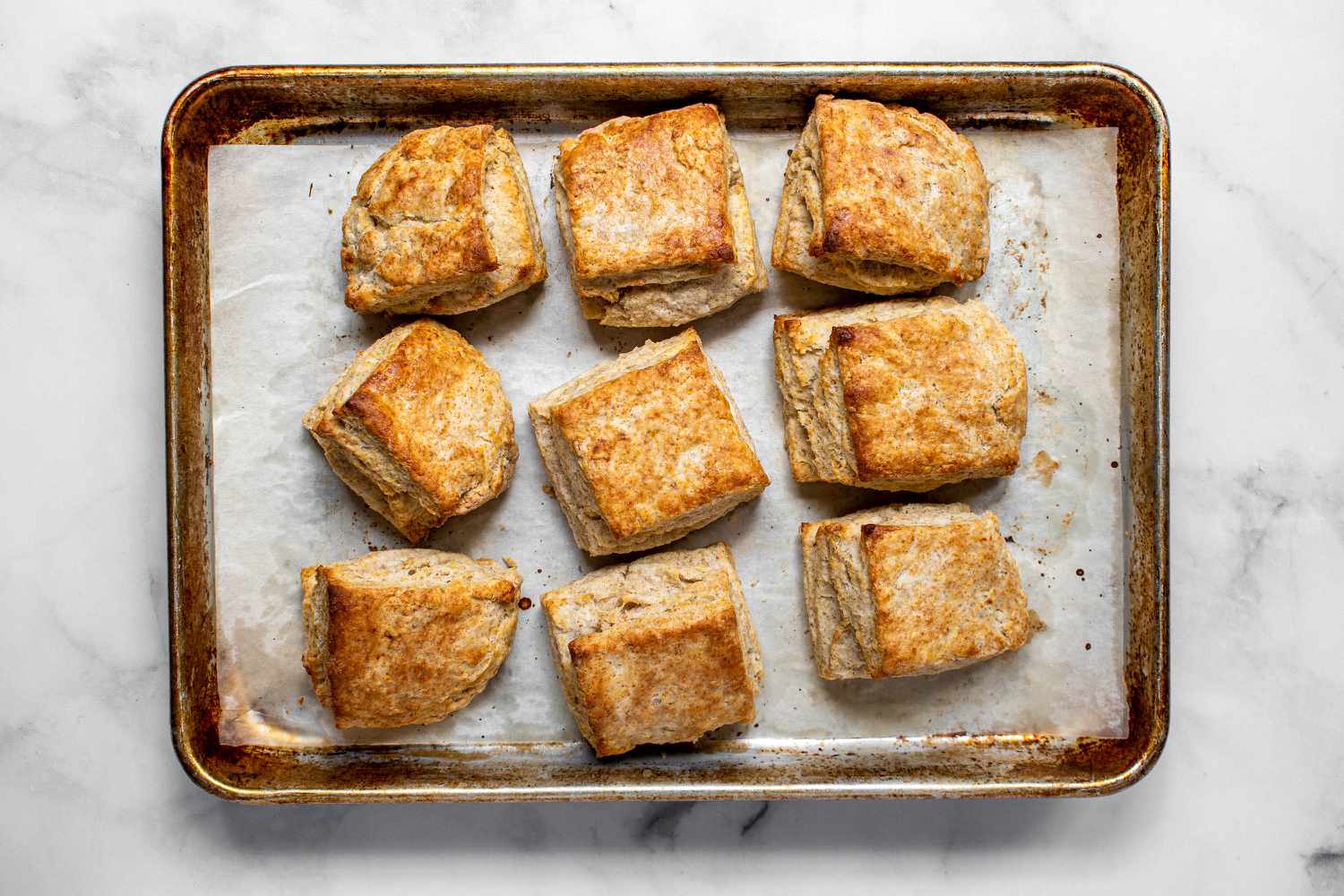Sourdough Biscuits on a baking sheet 