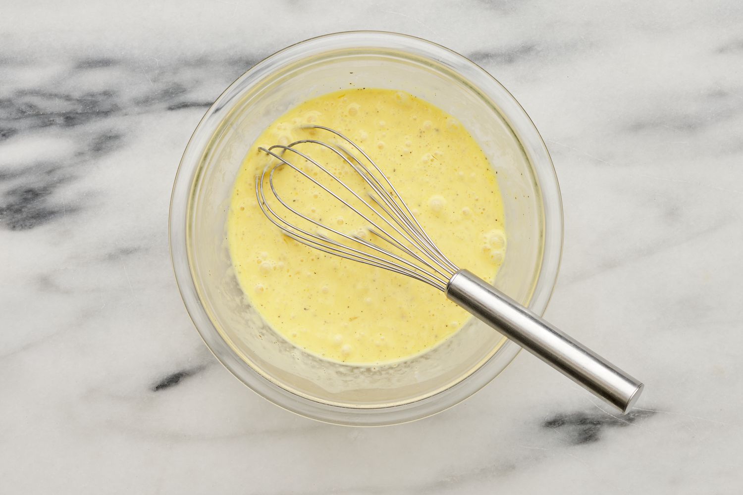 eggs and cream whisked together