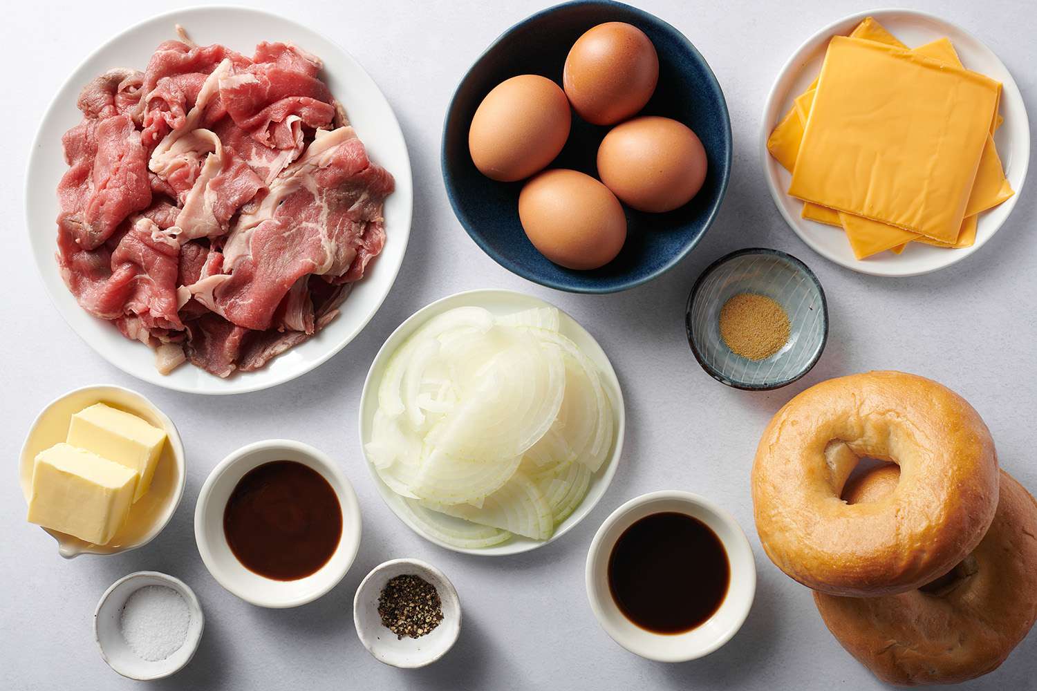 ingredients to make McDonald's Copycat Steak, Egg, and Cheese Bagel Recipe