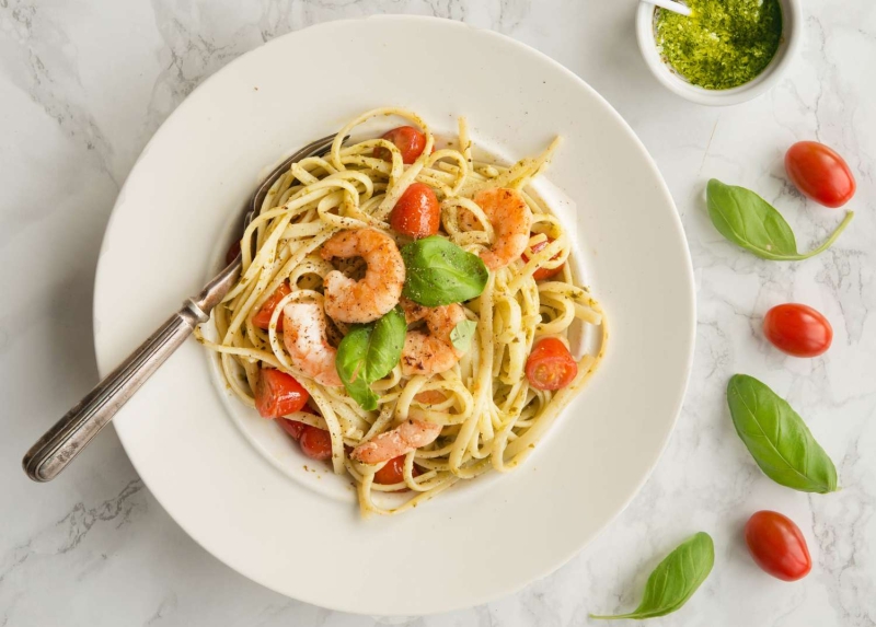 Shrimp and Fresh Pesto Pasta Recipe