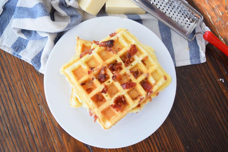 Bacon, Egg, and Cheese Waffles Recipe